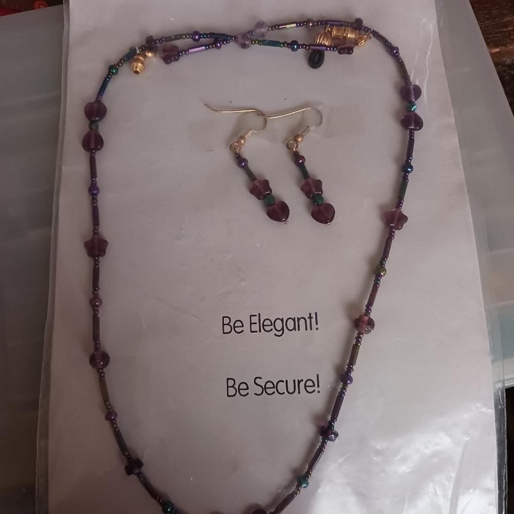 Glasses chain & matching earring set